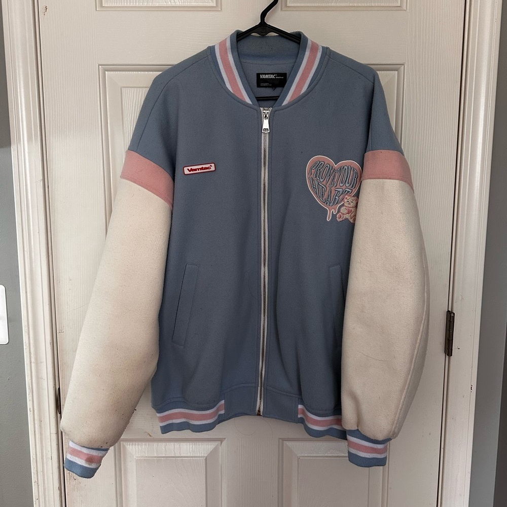Blue varsity jacket